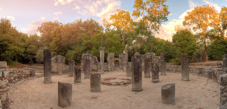 Remains of the baptistery, Butrint, archaeological site in Albania