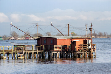 comacchio regional park delta del po lagoon city famous for its archaeological excavations and eel...