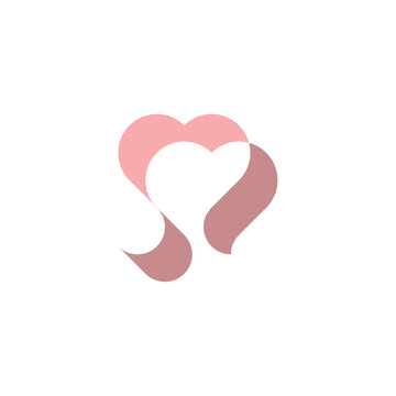 pink heart ribbon logo vector
