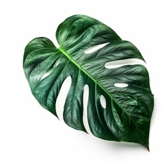green tropical leaves on white background - obrazy, fototapety, plakaty