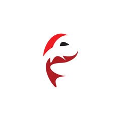 stylized red fish logo icon vector