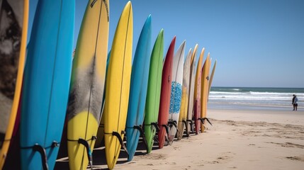Surf's Up: A Canon EOS R Shot of Surfboards on Display, AI Generative
