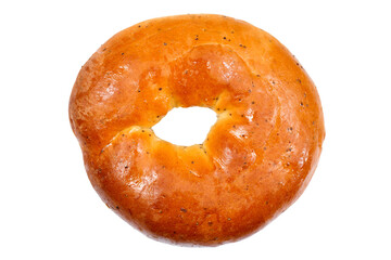 A bagel is isolated on a white background.