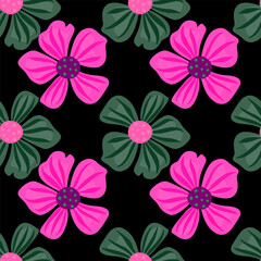 Abstract floral seamless pattern in simple style. Chamomile flower endless background.