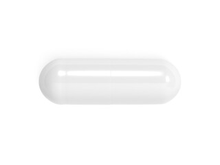 White pill isolated on white background. 3d illustration.