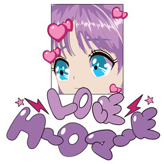 Anime Girl illustration withslogan. Vector graphic design for t-shirt. best friends drawing