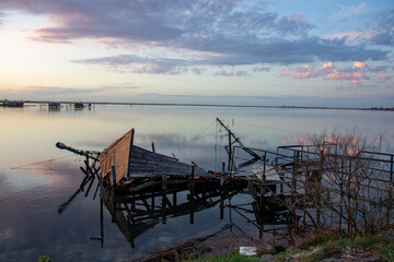 comacchio regional park delta del po lagoon city famous for its archaeological excavations and eel...