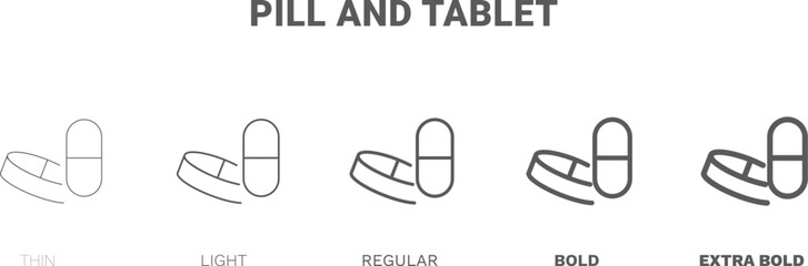 pill and tablet icon. Thin, regular, bold and more style pill and tablet icon from Fitness and Gym collection. Editable pill and tablet symbol can be used web and mobile