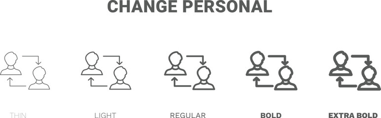 change personal icon. Thin, regular, bold and more change personal icon from Human Resources collection. Editable change personal symbol can be used web and mobile
