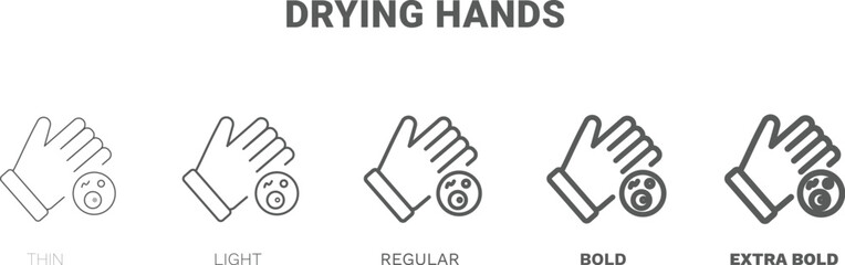 drying hands icon. Thin, regular, bold and more style drying hands icon from Hygiene and Sanitation collection. Editable drying hands symbol can be used web and mobile