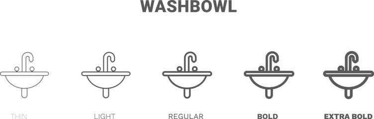 washbowl icon. Thin, regular, bold and more style washbowl icon from Hygiene and Sanitation collection. Editable washbowl symbol can be used web and mobile