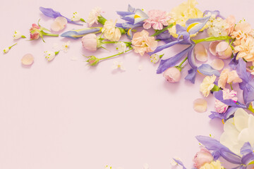 beautiful spring flowers on paper background