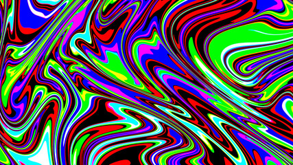 Marbled glitch abstract psychedelic texture, Trippy strip acid pattern. Neon color wavy background	