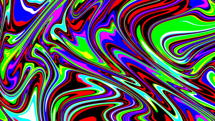 Marbled glitch abstract psychedelic texture, Trippy strip acid pattern. Neon color wavy background	