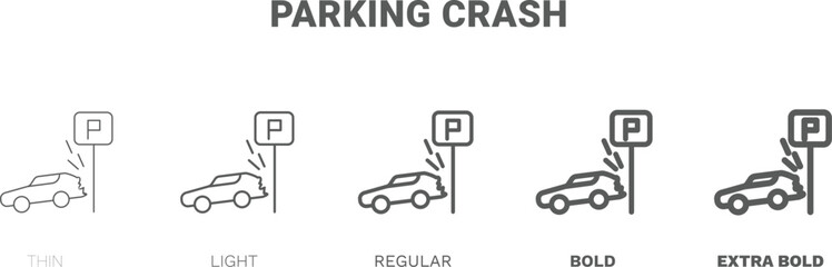 parking crash icon. Thin, regular, bold and more parking crash icon from Insurance and Coverage collection. Editable parking crash symbol can be used web and mobile