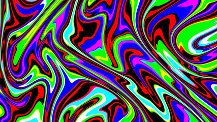 Marbled glitch abstract psychedelic texture, Trippy strip acid pattern. Neon color wavy background	