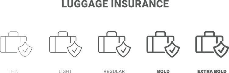 luggage insurance icon. Thin, regular, bold and more luggage insurance icon from Insurance and Coverage collection. Editable luggage insurance symbol can be used web and mobile