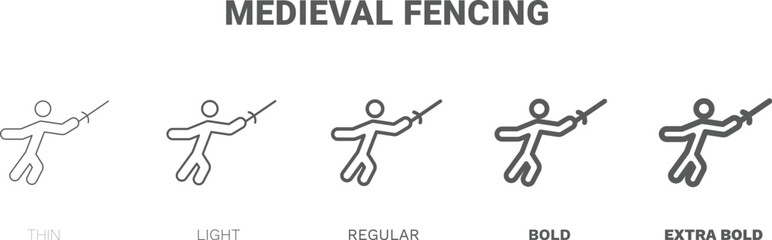 medieval fencing icon. Thin, regular, bold and more medieval fencing icon from sport and game collection. Editable medieval fencing symbol can be used web and mobile