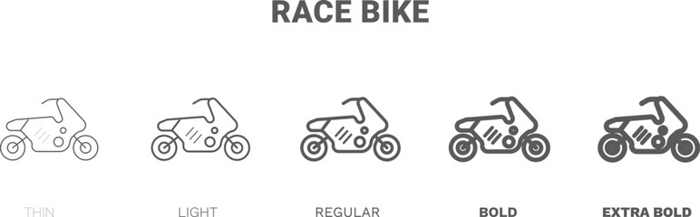 Fototapeta premium race bike icon. Thin, regular, bold and more race bike icon from sport and game collection. Editable race bike symbol can be used web and mobile