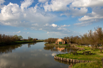 comacchio regional park delta del po lagoon city famous for its archaeological excavations and eel...