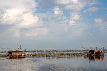comacchio regional park delta del po lagoon city famous for its archaeological excavations and eel...