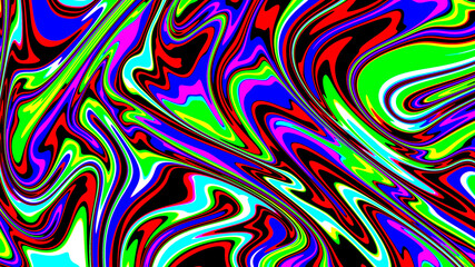 Marbled glitch abstract psychedelic texture, Trippy strip acid pattern. Neon color wavy background	