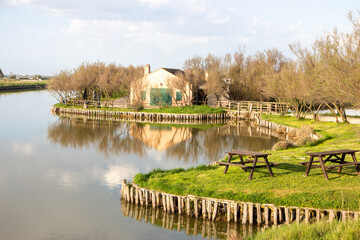 comacchio regional park delta del po lagoon city famous for its archaeological excavations and eel...