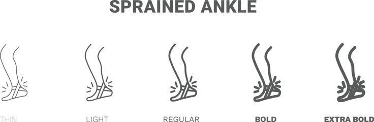 sprained ankle icon. Thin, regular, bold and more sprained ankle icon from sport and game collection. Editable sprained ankle symbol can be used web and mobile - obrazy, fototapety, plakaty