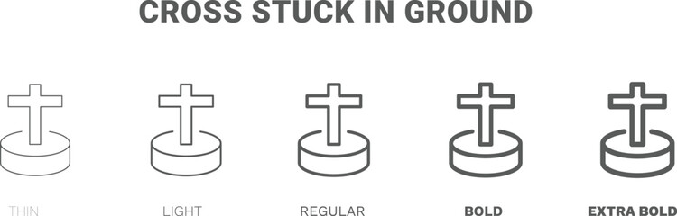 Fototapeta premium cross stuck in ground icon. Thin, regular, bold and more style cross stuck in ground icon from technology collection. Editable cross stuck in ground symbol can be used web and mobile