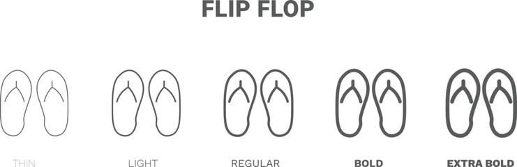 flip flop icon. Thin, regular, bold and more style flip flop icon from travel and trip collection. Editable flip flop symbol can be used web and mobile