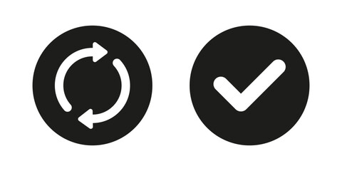 Check mark refresh and cancel icons set