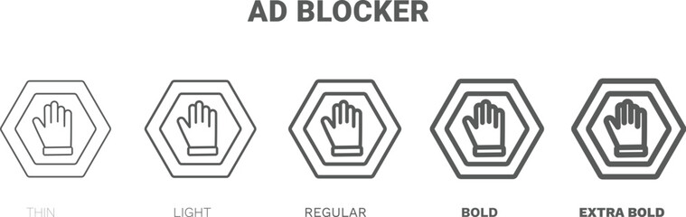 ad blocker icon. Thin, regular, bold and more style ad blocker icon from marketing collection. Editable ad blocker symbol can be used web and mobile