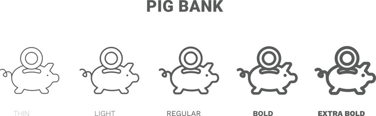 pig bank icon. Thin, regular, bold and more style pig bank icon from marketing collection. Editable pig bank symbol can be used web and mobile