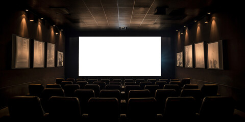 Cinema screen and cinema hall interior. Generative AI	
