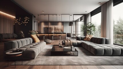 Beautiful living room, modern Design interior, trend
