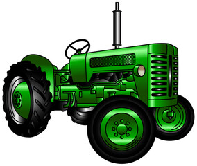 Obraz premium green tractor isolated