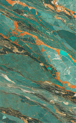 Turquoise marble surface. Stone granite background for design. Nature backdrop. Rock texture with cracks. Close-up. 