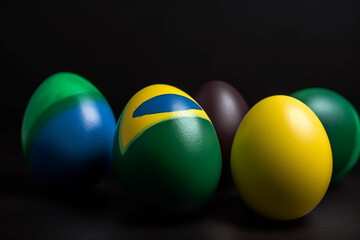 conjunto de ovos de páscoa pintado com cores do brasil 