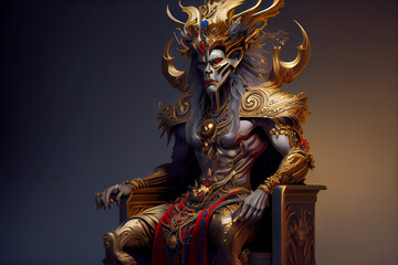  Evil Divinity Residing on a Throne of Ivory and Gold. Generative AI