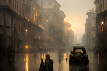 Fototapeta na wymiar Panorama of Rome and Vatican City, Italy, Europe .Generative AI 