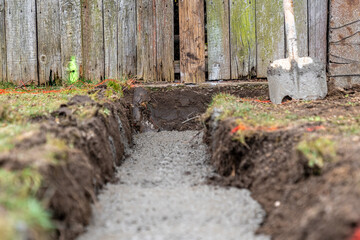 concrete foundation in the ground for building construction