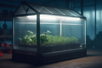 Fototapeta na wymiar Subterranean Oasis: A Futuristic Greenhouse Laboratory