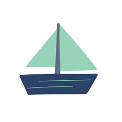 Flat icon sailing boat isolated on white background. Vector illustration.