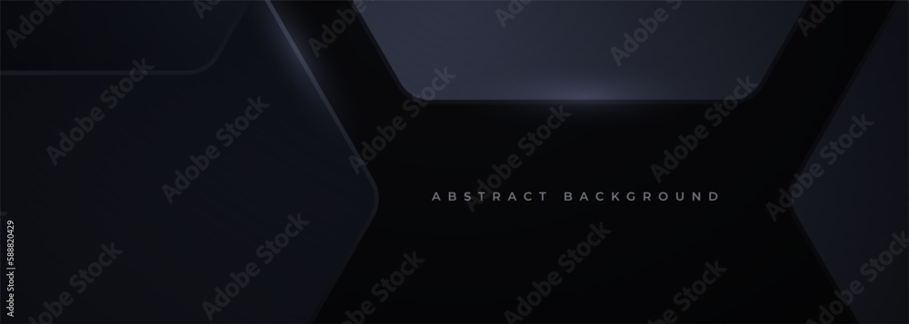 Poster Black 3D vector hexagonal technology wide abstract background. Abstract modern technology futuristic background with black 3D honeycomb shapes. Vector illustration