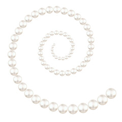 Pearls. Beads. Jewelry. Beautiful vector background. Pearl spiral.