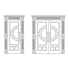 Doors set graphic black white isolated sketch illustration vector