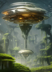Green city in the future. Illustrations and Clip Art/AI generated.