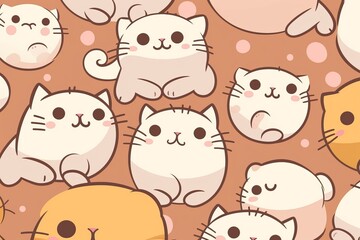 Cartoon cute kawaii baby cat pattern