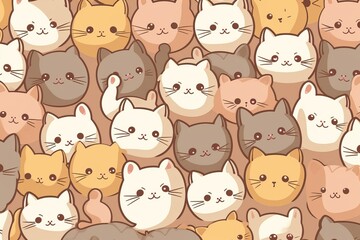 Cartoon cute kawaii baby cat pattern