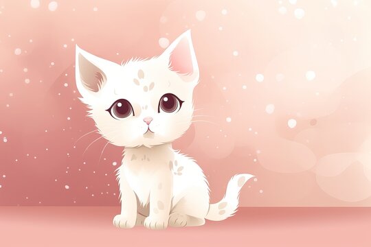 cute little cat on pink background